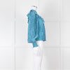 Rails Blue Purple Animal Print Frill Detail Long Sleeve Top