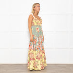 Free People Floral Tiered Smocked Bodice Midi Dress