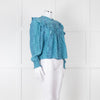 Rails Blue Purple Animal Print Frill Detail Long Sleeve Top
