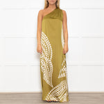 Traffic People One Shoulder Green Polka Dot Dress