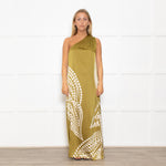 Traffic People One Shoulder Green Polka Dot Dress