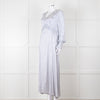 Jessica Russell Flint White Blue Dots Maxi Silk Dress