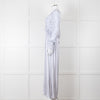 Jessica Russell Flint White Blue Dots Maxi Silk Dress