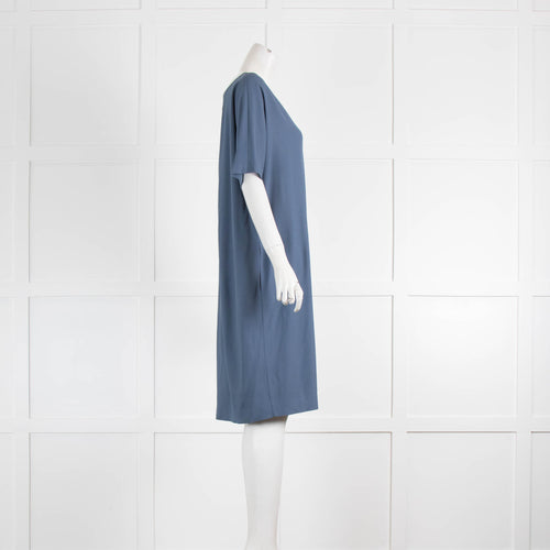Fabiana Filippi Blue Silver Chain Trim Knee Length Dress