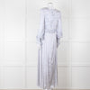 Jessica Russell Flint White Blue Dots Maxi Silk Dress