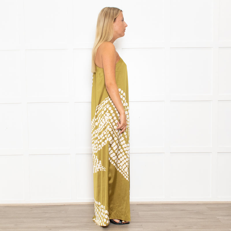 Traffic People One Shoulder Green Polka Dot Dress