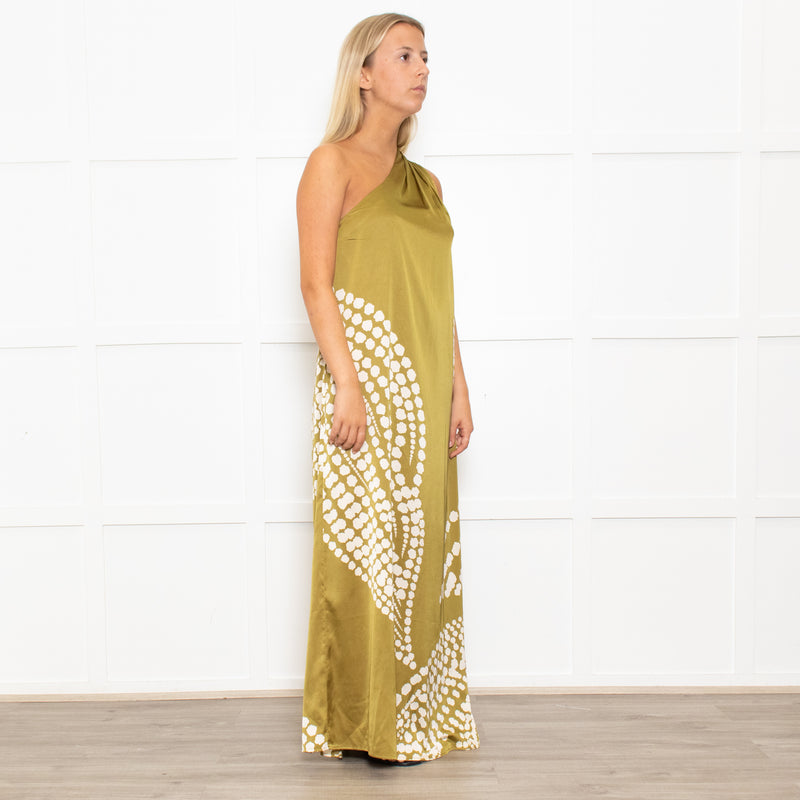 Traffic People One Shoulder Green Polka Dot Dress