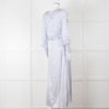 Jessica Russell Flint White Blue Dots Maxi Silk Dress