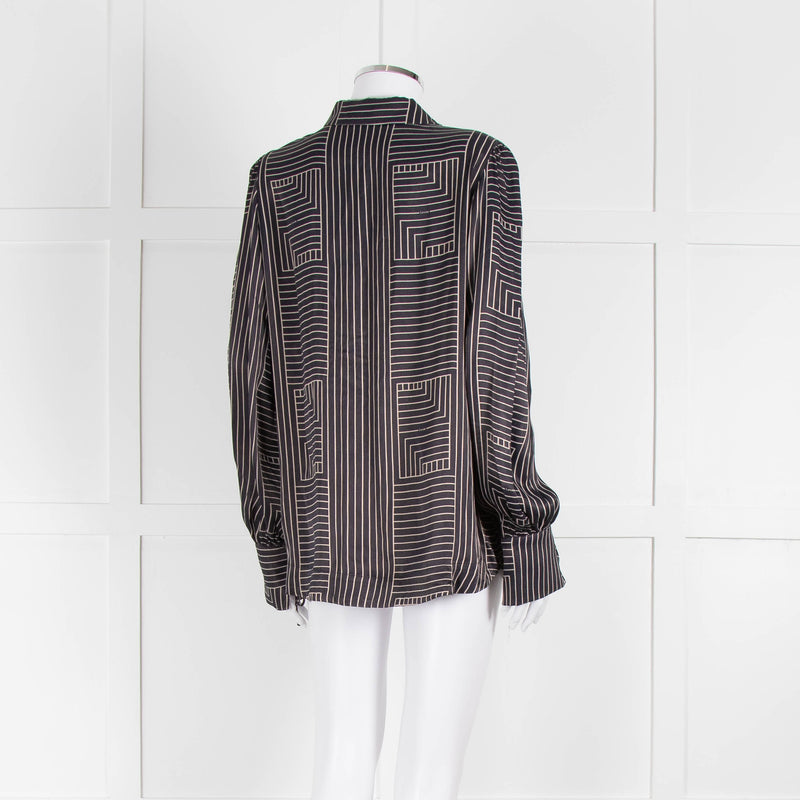 Levete Room Black Neutral Geometric Print Blouse