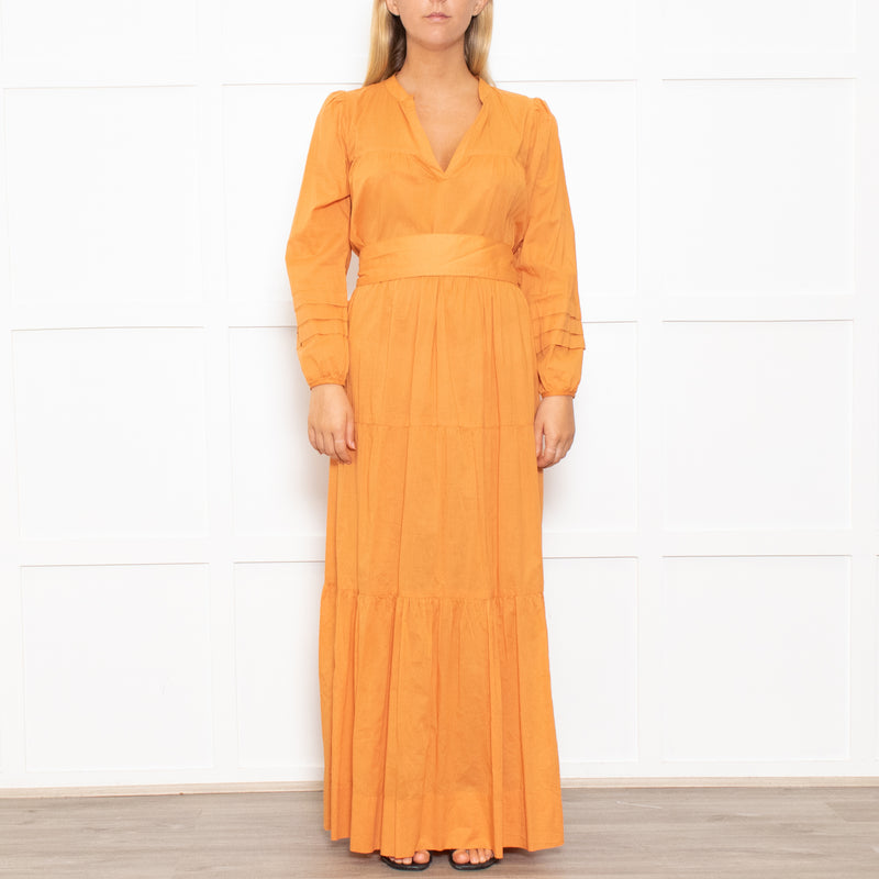 Mondo Corsini Orange Tiered Midi Dress