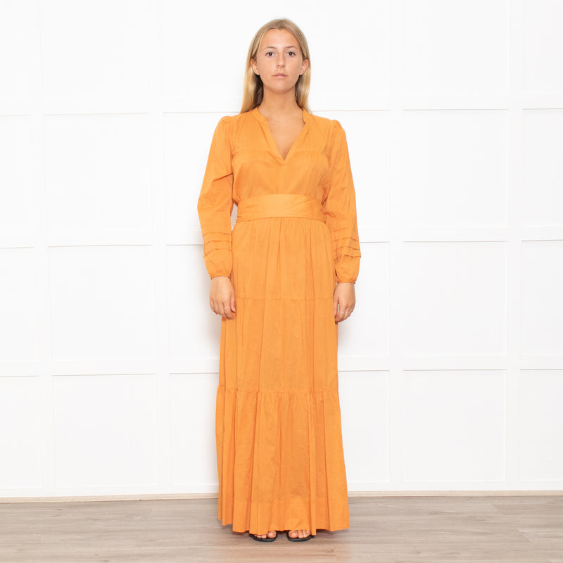 Mondo Corsini Orange Tiered Midi Dress
