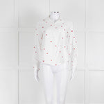 Sezane White Red Embroidery Heart Cotton Shirt