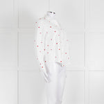 Sezane White Red Embroidery Heart Cotton Shirt