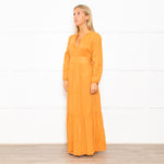 Mondo Corsini Orange Tiered Midi Dress