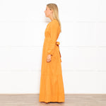 Mondo Corsini Orange Tiered Midi Dress