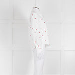 Sezane White Red Embroidery Heart Cotton Shirt