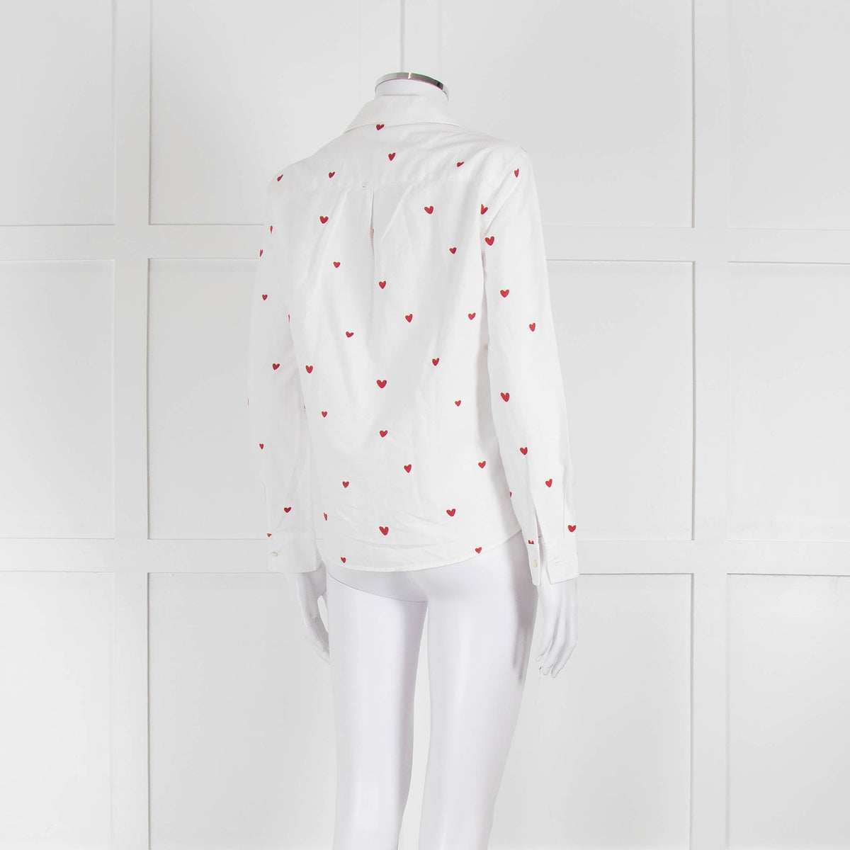 Sezane White Red Embroidery Heart Cotton Shirt
