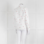 Sezane White Red Embroidery Heart Cotton Shirt