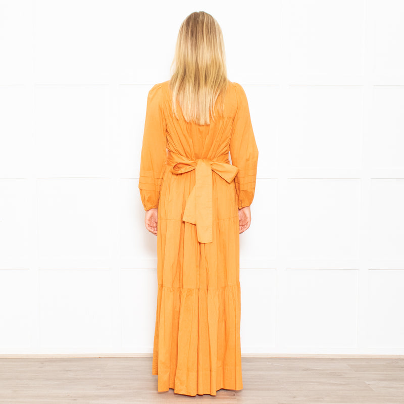 Mondo Corsini Orange Tiered Midi Dress
