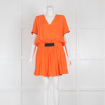 Victoria Beckham Orange Flounce Skirt Mini Dress