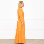 Mondo Corsini Orange Tiered Midi Dress