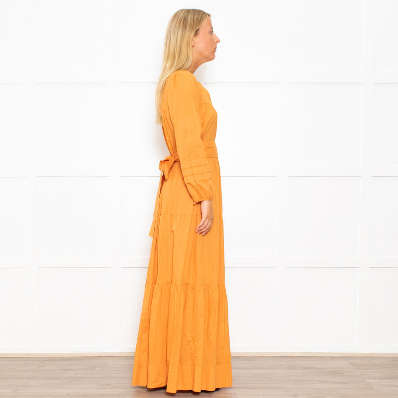 Mondo Corsini Orange Tiered Midi Dress