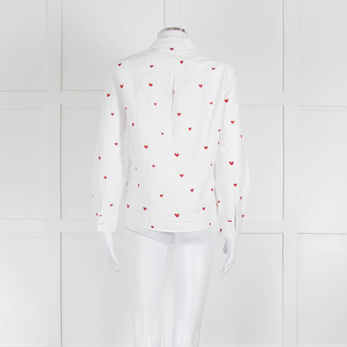 Sezane White Red Embroidery Heart Cotton Shirt