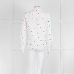 Sezane White Red Embroidery Heart Cotton Shirt