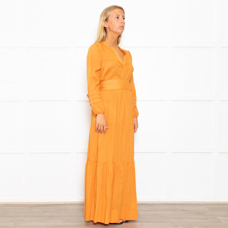 Mondo Corsini Orange Tiered Midi Dress