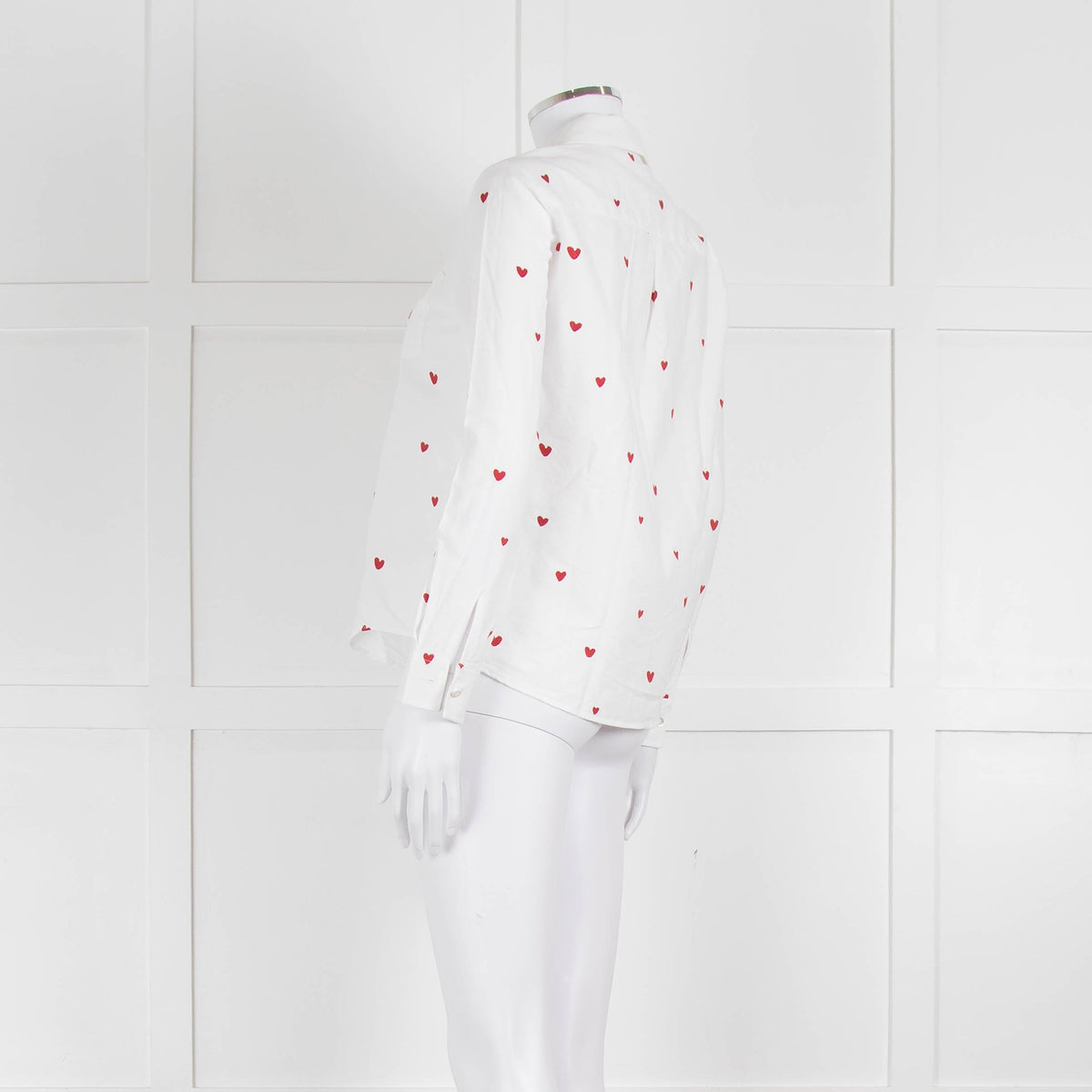 Sezane White Red Embroidery Heart Cotton Shirt