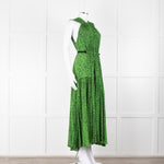 Proenza Schouler Green Black Print Draw String Sleeveless Maxi Dress