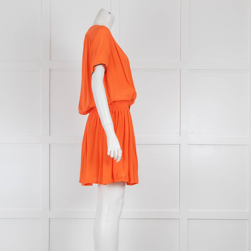 Victoria Beckham Orange Flounce Skirt Mini Dress