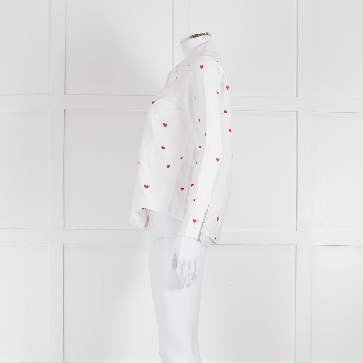 Sezane White Red Embroidery Heart Cotton Shirt