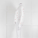 Sezane White Red Embroidery Heart Cotton Shirt