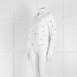 Sezane White Red Embroidery Heart Cotton Shirt