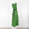 Proenza Schouler Green Black Print Draw String Sleeveless Maxi Dress