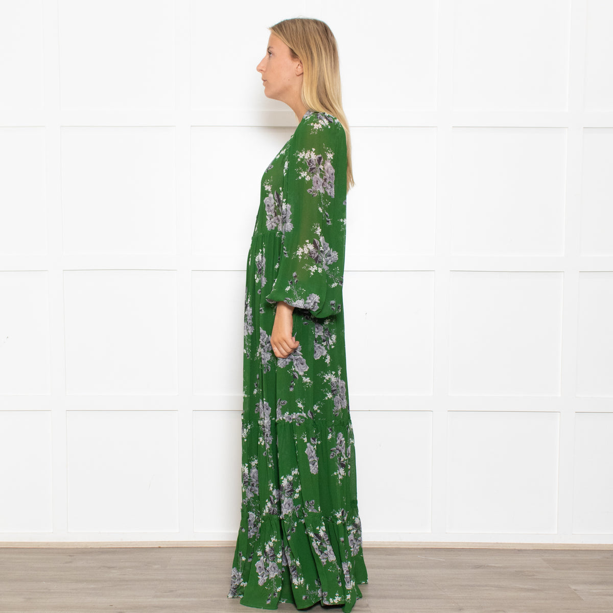 ByTimo Dark Green Tiered Button Up Maxi Dress
