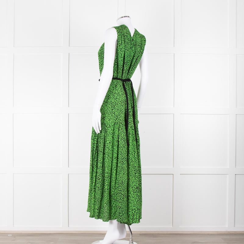Proenza Schouler Green Black Print Draw String Sleeveless Maxi Dress