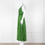 Proenza Schouler Green Black Print Draw String Sleeveless Maxi Dress