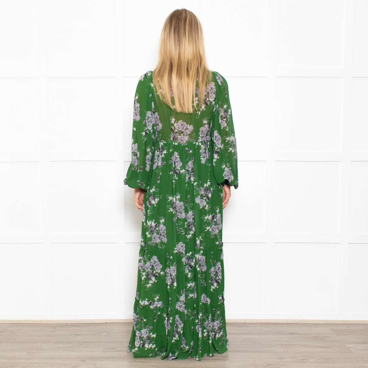 ByTimo Dark Green Tiered Button Up Maxi Dress