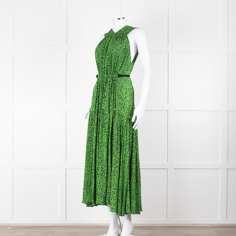 Proenza Schouler Green Black Print Draw String Sleeveless Maxi Dress