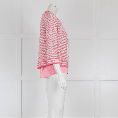 D'Exterior Pink and White Stripe Boucle Jacket