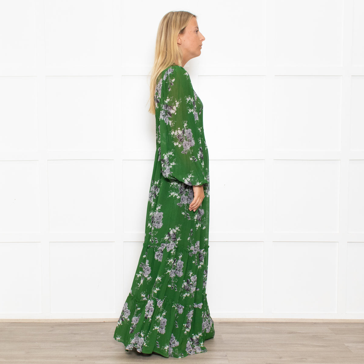 ByTimo Dark Green Tiered Button Up Maxi Dress