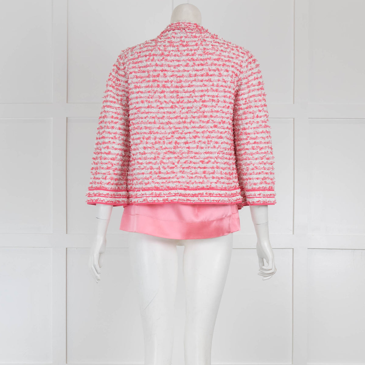 D'Exterior Pink Silk Vest with Boucle Neck
