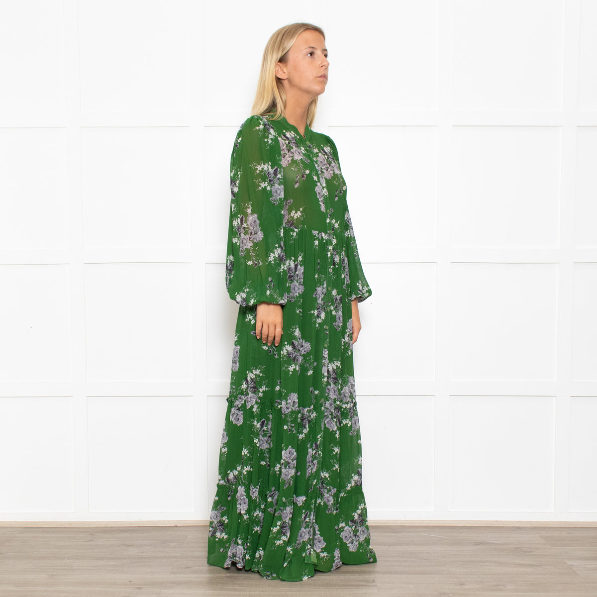 ByTimo Dark Green Tiered Button Up Maxi Dress