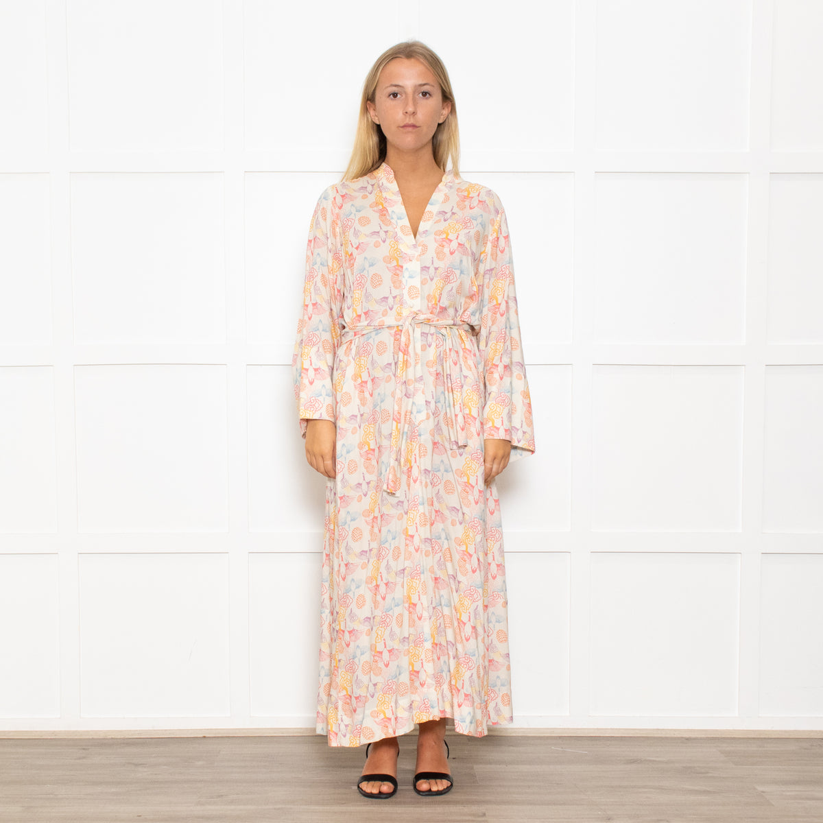 Tallulah & Hope Soft Cream Patterned Midi Dress