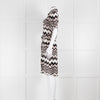 Diane Von Furstenberg Cream Black Zig Zag Belted Short Sleeve Dress
