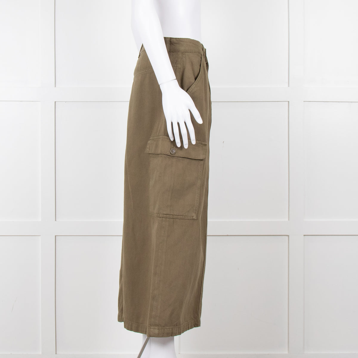 Reformation Khaki Utility Midi Skirt