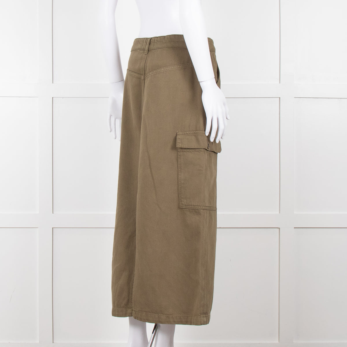 Reformation Khaki Utility Midi Skirt