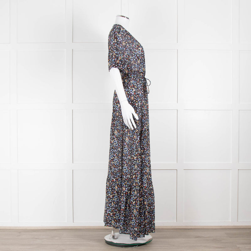 Stella McCartney Black Spotty Cotton Blend Short Sleeve Maxi Dress